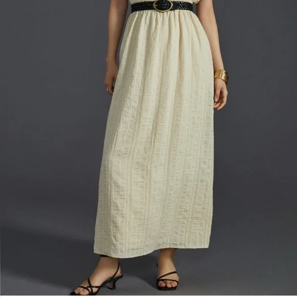 Anthropologie Mare Mare x cream striped maxi dress with pockets size XS - Picture 2 of 7